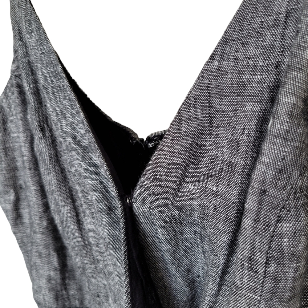 Tahari Gray Chambray Linen Sleeveless Wide Crop Leg Jumpsuit - Picture 6 of 10